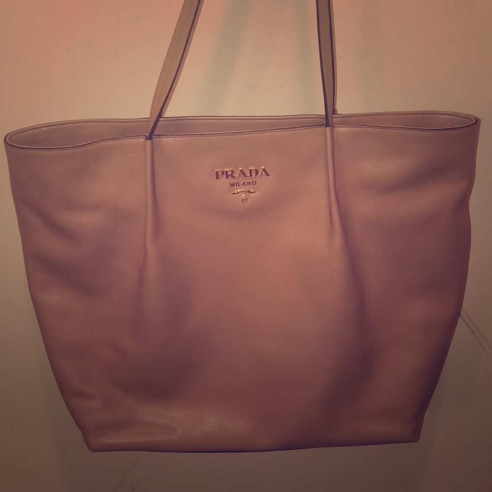 Prada leather shopping tote